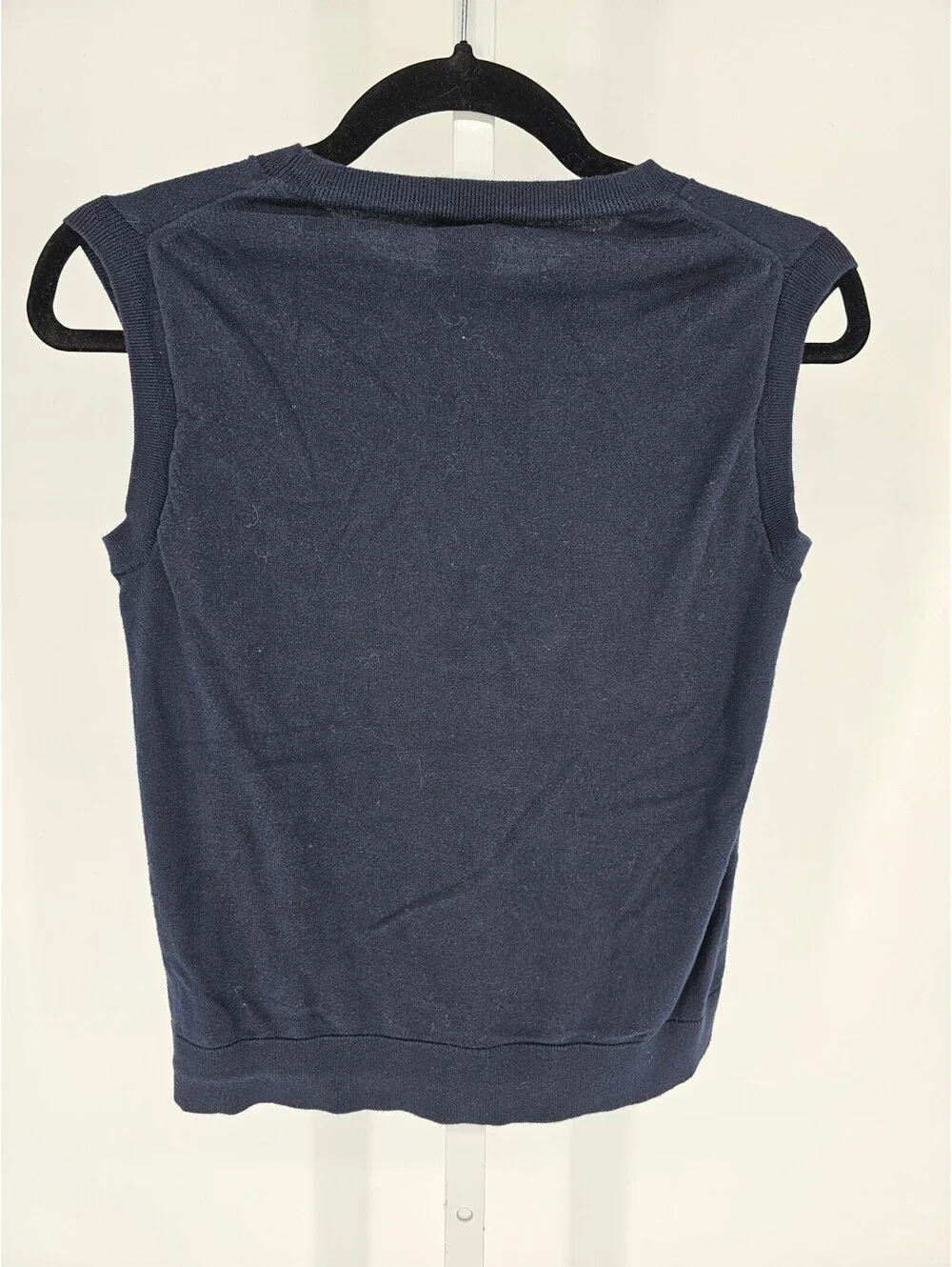 J Crew Womens Sz S Crew Neck Knit Sleeveless Top Navy Blue